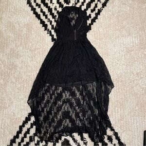 Gothic Black Lace Asymmetrical Dress
